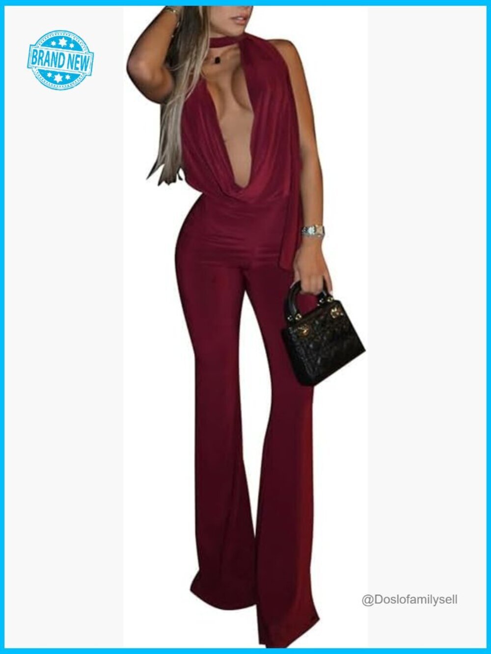Haleter Neck Cowl Backless Bodycon Jumpsuit Y2k Clubwear One Piece Outfits